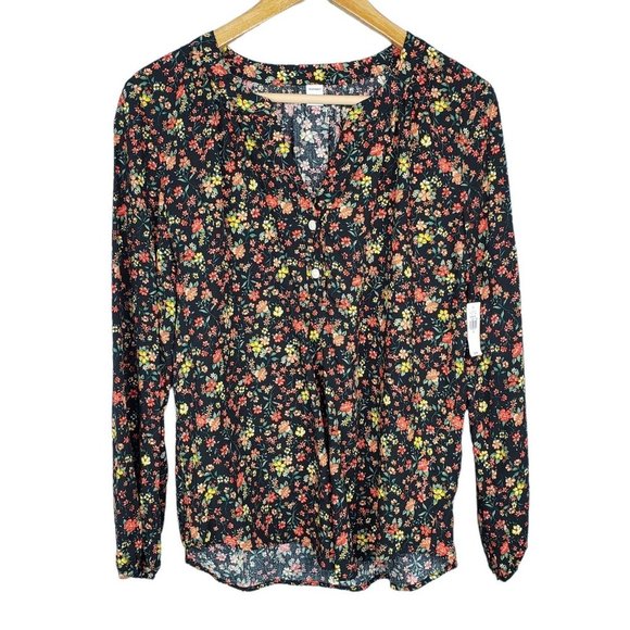 Old Navy Multicolor Liberty Floral V-Neck Henley Button Blouse Top Size Small - Picture 1 of 6